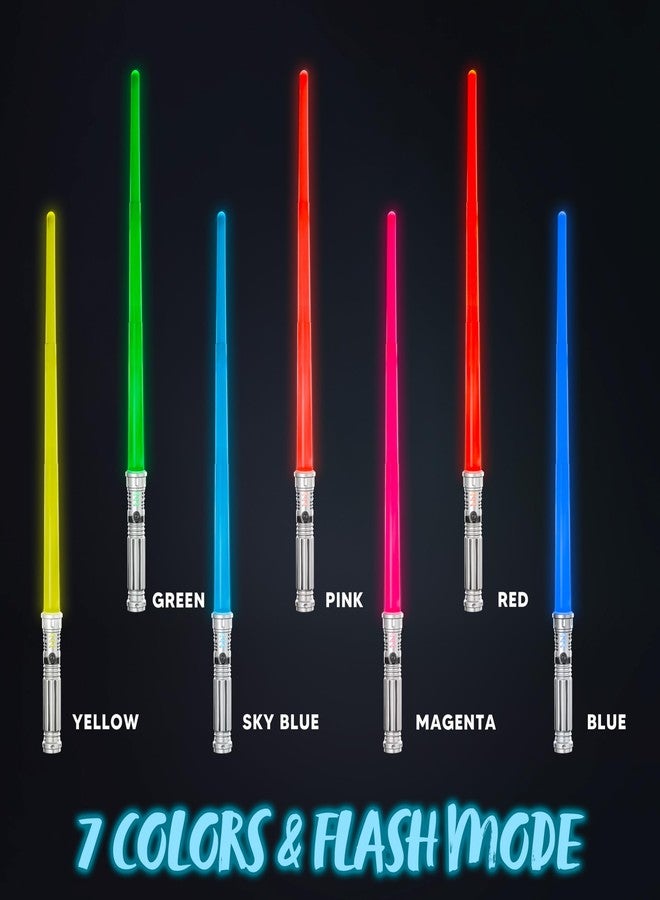 SYNCFUN 3 Pack 7 Colors Light Up Swords for Kids, Dual Extendable LED Swords Set with FX Sound (Motion Sensitive) and Sliver Handle for Fighters and Warriors, Halloween Birthday Party Gift for Boys - Image 4